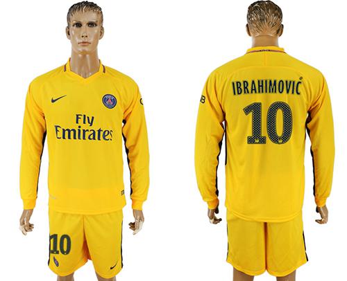 Paris Saint-Germain #10 Ibrahimovic Away Long Sleeves Soccer Club Jersey